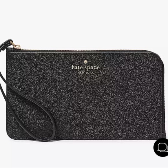 65. Kate Spade Glitter Medium L-Zip Wristlet in Black - Picture 7 of 8